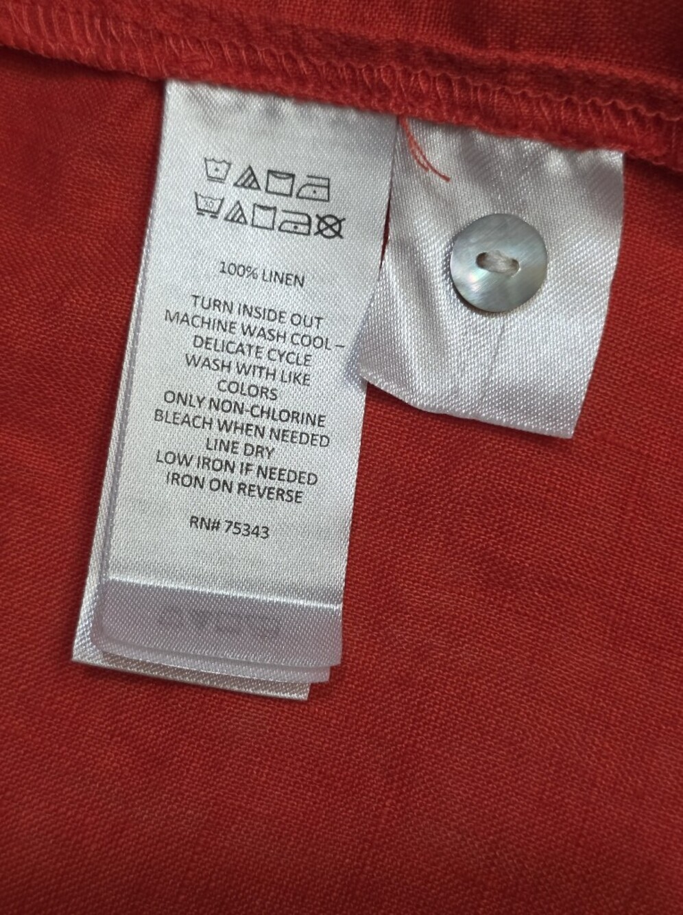 Sigrid Olsen Womens Size 1X Deep V-Neck Linen Roll Tab Sleeve Button-Down Shirt - Picture 3 of 10